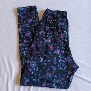 Woman Within Floral Leggings - Gray and Black